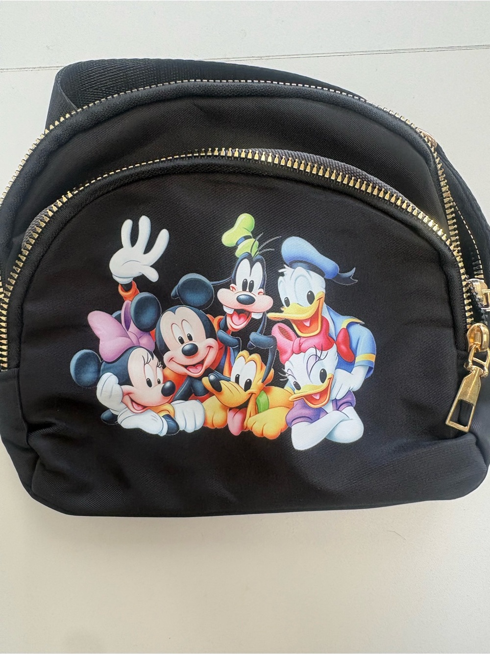 Disney Black Kids Character Mini Backpack Pouch with Gold Zipper